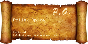 Poliak Opika névjegykártya